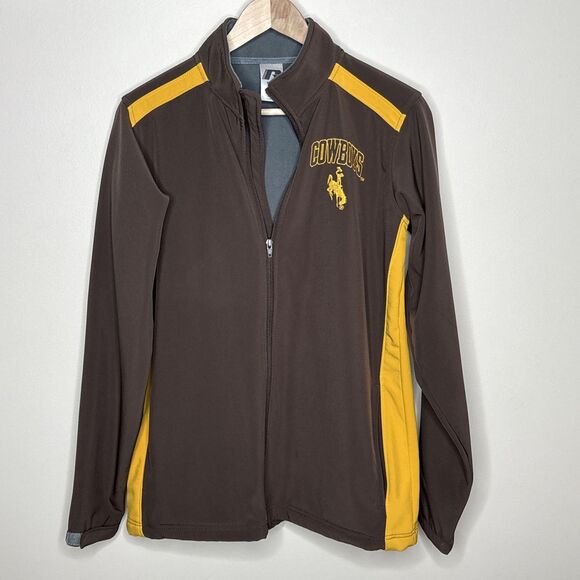 Wyoming Cowboys Russell Jacket Mens Small Brown Gold Full Zip Fleece Lined - Picture 1 of 11